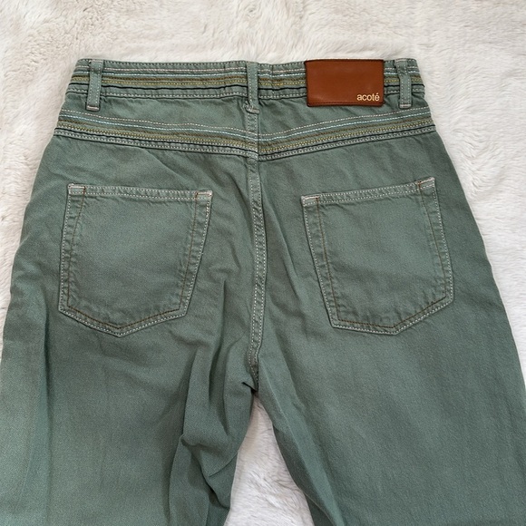 Cotélac Acoté Cropped Pant Cotton Linen Blend Green size 2 - Picture 6 of 8